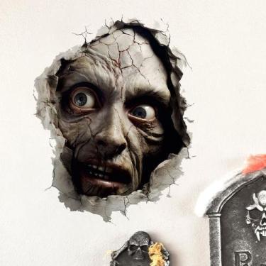 Imagem de Adesivos de parede Halloween Zombie 3D Broken Wall Effect PVC - yiweis
