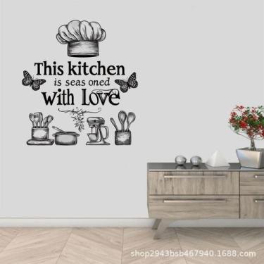 Imagem de Adesivos de parede Kitchen Quote Design PVC impermeável 28,5 x 90 cm -