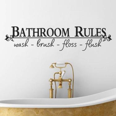 Imagem de Adesivos de parede Bathroom Rules PVC Wash - B 13x58cm - yiweisai