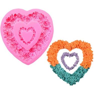 Imagem de Molde de fondant de silicone Rose Garland Heart para casamen - Gloome 