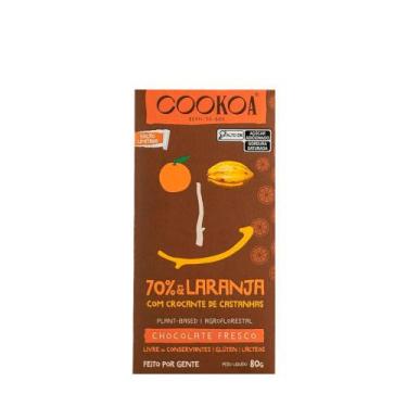 Imagem de Chocolate 70% Cacau Laranja e Castanha Cookoa  75g