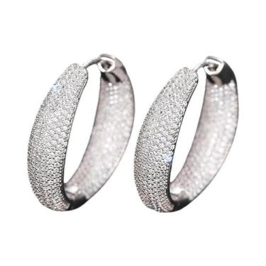 Imagem de Brincos De Argola Em Ouro E Prata Com Micro Pavê De Zircônia Para Mulh