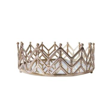 Imagem de Bandeja de metal em forma de coroa com espelho 8x26cm - Amigold, 0