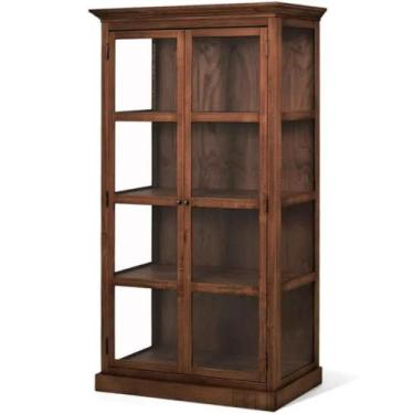 Imagem de Cristaleira Rústica em Madeira Maciça 2 Portas Range Artefama, Canela