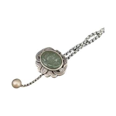 Imagem de Broche De Prata Retrô Estilo Chinês Com Pingente De Jaspe Hetian Natur