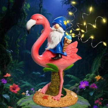 Imagem de Luz LED Solar Garden Statue Miggley Flamingo Gnome