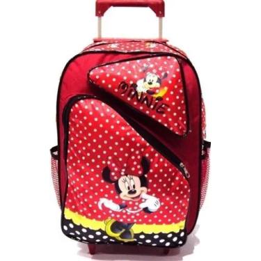 Imagem de Mochila Escolar Minnie Mouse Bolinhas Tam G Rodinhas Meninas