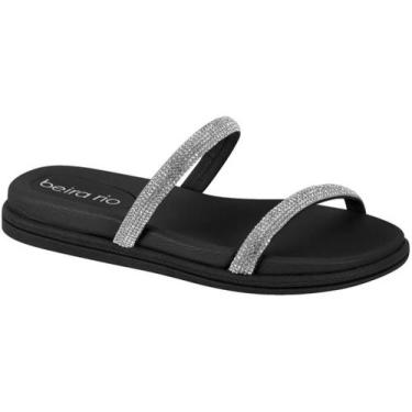 Imagem de Papete Chinelo Beira Rio Slip On Flat Strass 8488.105, Preto, 36