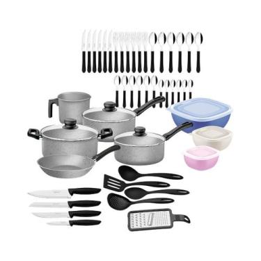 Imagem de Kit cozinha 47 peças tramontina antiaderente starflon cinza