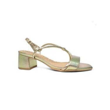 Imagem de Sandalia Piccadilly Salto Medio 588117 Ouro, 34, Ouro