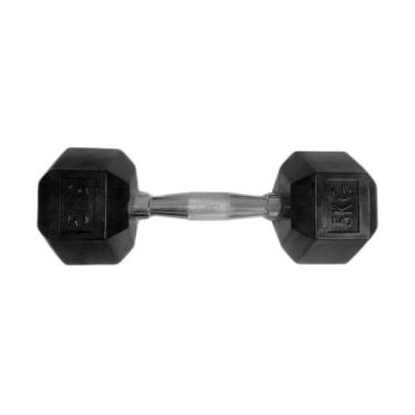 Imagem de Halter Sextavado Injetado com Pegada Cromada 5,0kg para Musculação em Casa Anilhas Fitness