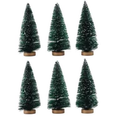 Imagem de Kit 6 Mini Arvore Natal Pinheiro Mesa Nevado Decoração 9cm - Rio Maste
