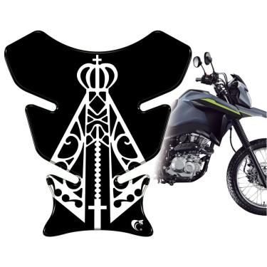 Imagem de Protetor de Tanque Moto Universal Nossa Senhora Preto Resinado 3D em PVC Teu Adesivo