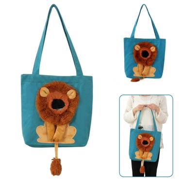 Imagem de Bolsa de Transporte para Pets Ideal Importados BSL3906 Estampa Leão Náilon Azul 43cm