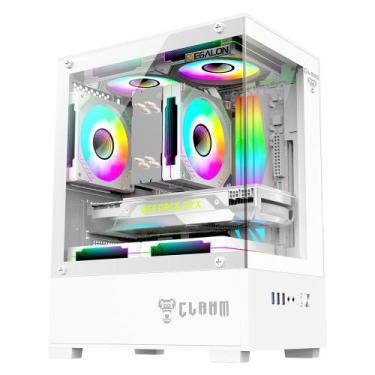 Imagem de Gabinete Gamer CLANM Megalon Branco Mid Tower Vidro Frontal e Lateral