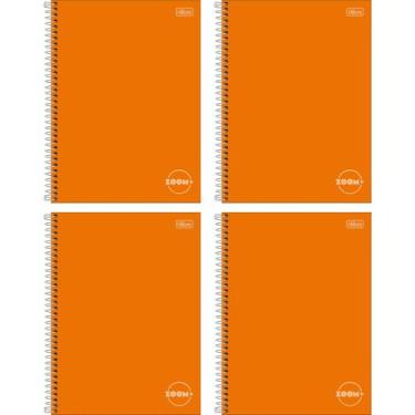 Imagem de Kit 4 Caderno Universitário 1 Matéria 96fls Zoom Tilibra, Laranja