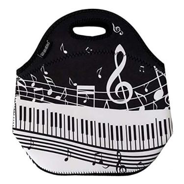 Imagem de Wrapables Lancheiras reutilizáveis de neoprene isoladas, tamanho único, notas musicais