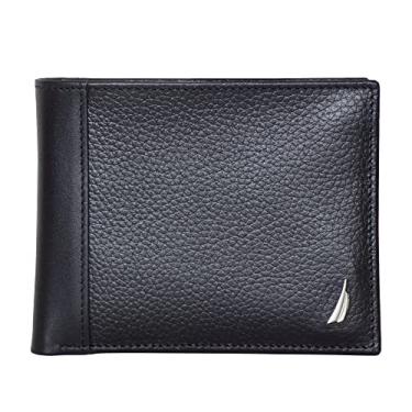 Imagem de Nautica Carteira masculina clássica de couro dobrável RFID (disponível em grãos lisos ou seixos), J-Class - Preto, OSFA