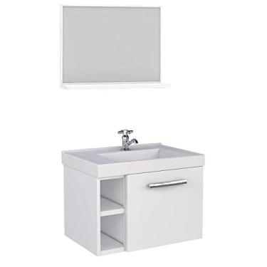 Imagem de Gabinete de Banheiro Branco em Aço com Espelheira e Lavatório Sintético Amora Cozimax