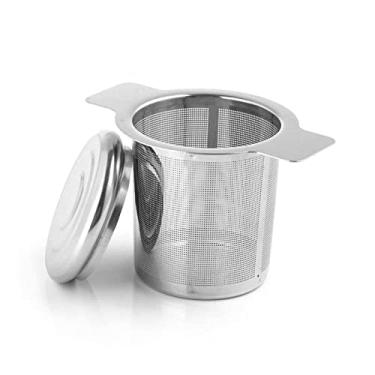 Imagem de Cesta de infusor de chá de aço inoxidável filtro de chá com grande capacidade tamanho perfeito alças duplas para pendurar em bules copos para íngreme folhas soltas chá e café
