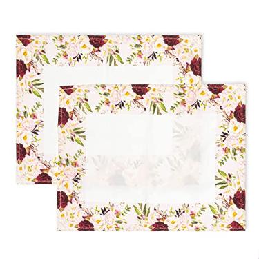 Imagem de Kit Mesa Posta Jogo Americano 4 Lugares 12 Pçs Micropercal 200 Fios Floral (Capa+Guardanapo+Abraçadeira)