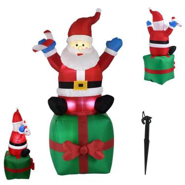 Imagem de Papai Noel Natal Presente Grande Luz Led Enfeite Natalino Decoraçao Casa Festa Evento Shopping Iluminaçao