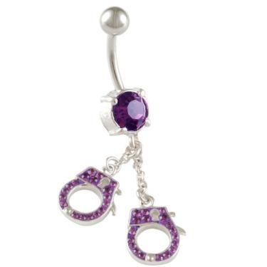 Imagem de Piercing de umbigo com pingentes sexy e fofo exclusivo 14 g, escolha seu piercing militar exclusivo de 3/8 BEAE Ametista Roxo escuro