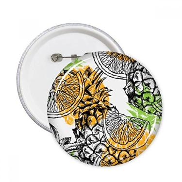 Imagem de Broche redondo de abacaxi amarelo limão frutas tropicais broche de crachá botão decoração acessório 5 peças
