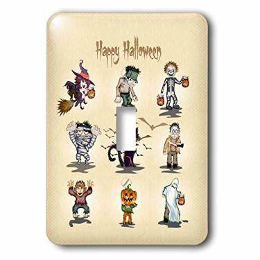 Imagem de 3dRose lsp_129771_1 Feliz Halloween Assustador Monstros e Criaturas Bruxa Frankenstein Mummy Lobisomem e mais design único interruptor