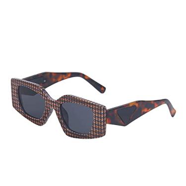Imagem de Óculos de sol femininos retangulares irregulares moldura de plástico com estampa de luxo triângulo óculos de sol moda óculos de sol sombra, c4 gezi daimao, tamanho único