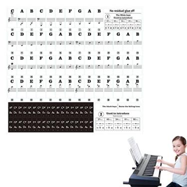 Imagem de piano para iniciantes | teclado piano para teclas 88/61/54/49/37,Adesivos coloridos em negrito com letras grandes e chave silicone para crianças aprendendo piano Fovolat