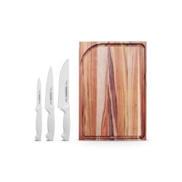 Imagem de Kit - Faqueiro Premium 3 Peças + 1 Tábua Para Churrasco 49X35 - Tramon