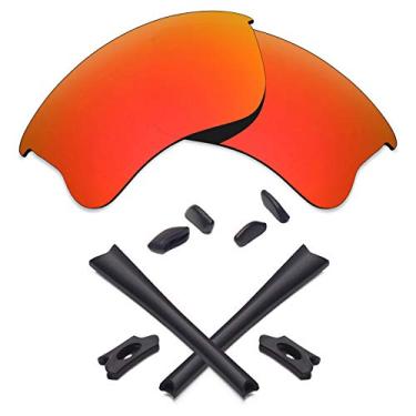 Imagem de Lentes de reposição e kits de borracha Mryok para óculos de sol Oakley Flak Jacket XLJ – Opt, Fire Red Polarized Lenses & Black Rubber Kits, One size