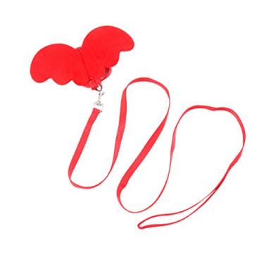 Imagem de POPETPOP coleira de dragão barbudo coleira asa de anjo alça para transporte de gatos para hamster coleira de gatinho pequeno animal de estimação - tamanho G (vermelho)