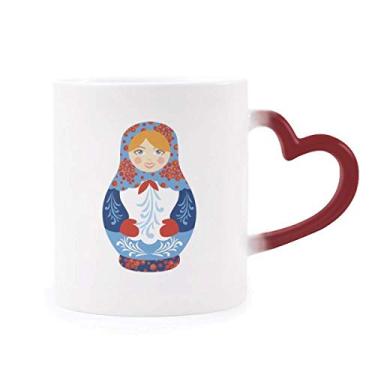Imagem de Caneca russa com estampa de bonecas russas sensível ao calor com símbolo da Rússia