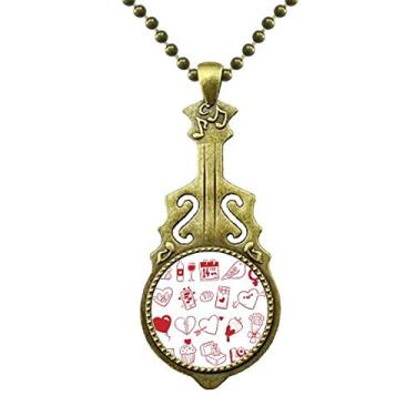 Imagem de DIYthinker Colar de coração de pássaro de vinho com pingente de guitarra antiga