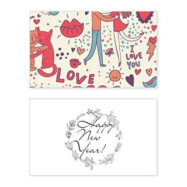 Imagem de Love Couple Flower Plant Paint New Year Festival Greeting Card Bless Message Gift