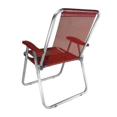 Imagem de Cadeira Max Alumínio Vermelha Praia Reforçada Até 140Kg Zaka