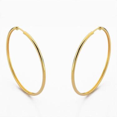 Imagem de Brinco Argola Básica Tubo Banhado Ouro 18k 5cm