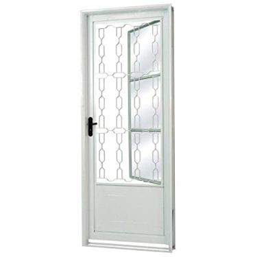 Imagem de Porta de Aço com Postigo Grade Elo Vidro Mini Boreal Minas Sul Mgm 215cmx85cmx12cm Branco