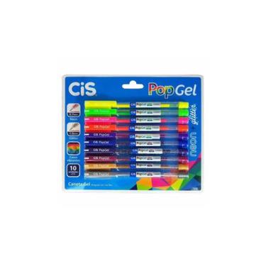 Imagem de Caneta Pop Gel Kit Com 5 Neon + 5 Glitter - Cis