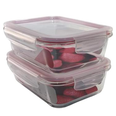 Imagem de Kit 2x Pote De Vidro Hermético Grande Marmita Tampa Silicone 1500ml