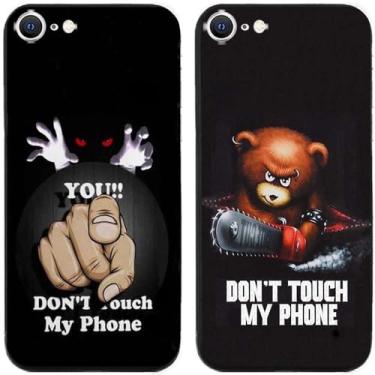 Imagem de 2 peças Bear You Don't Touch My Phone impresso TPU gel silicone capa traseira para Apple iPhone todas as séries (iPhone 7 / iPhone 8)