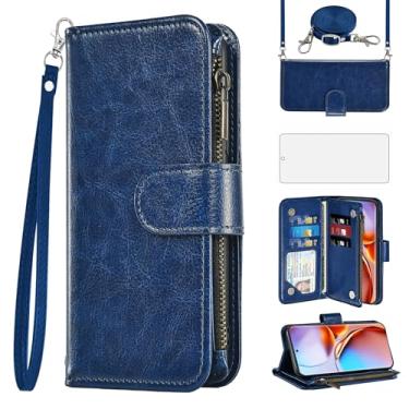 Imagem de Asuwish Capa de celular para Motorola Edge+ Plus 2023/Edge 40 Pro 5G/Moto X40 Capa de celular carteira com protetor de tela alça transversal flip zíper suporte para cartão de crédito Folio slot X +