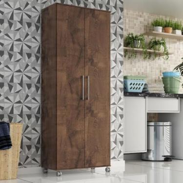 Imagem de Armario Lavanderia Manuela 2 Pts 1,80m Com Rodinhas Chocolate