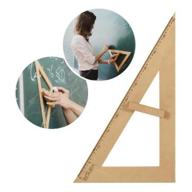 Imagem de Esquadro De Madeira 30/60 Escala 50cm Para Lousa Professor - Souza