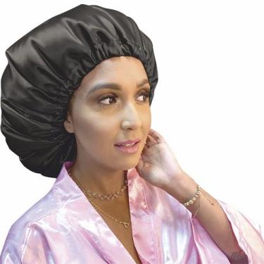 Imagem de Touca de Cetim Grande Para Cabelos Volumosos Afros Tranças - Santa Cla