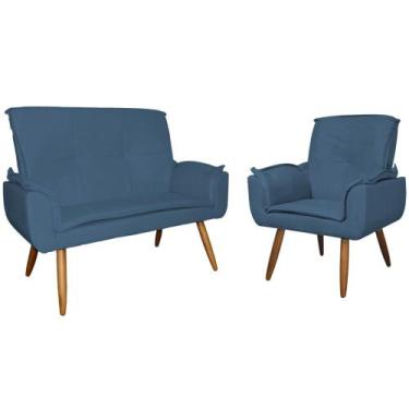 Imagem de Kit 1 Namoradeira mais 1 Poltrona Emília Suede Cores - DS Estofados, A