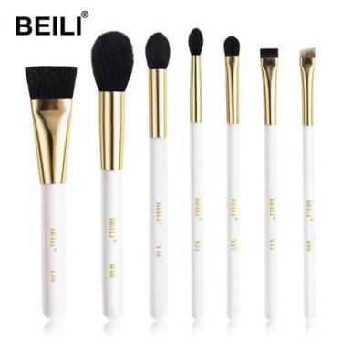 Imagem de Kit Pincéis De Maquiagem Profissional Blush Sobrancelha 7 PÇS  - ElaSh