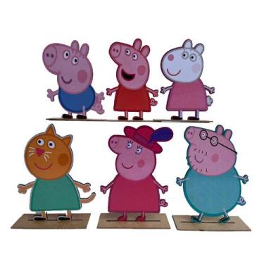 Imagem de Kit Display de Mesa 6 Peças Festa Família da Peppa Pig MDF - Juju Bras